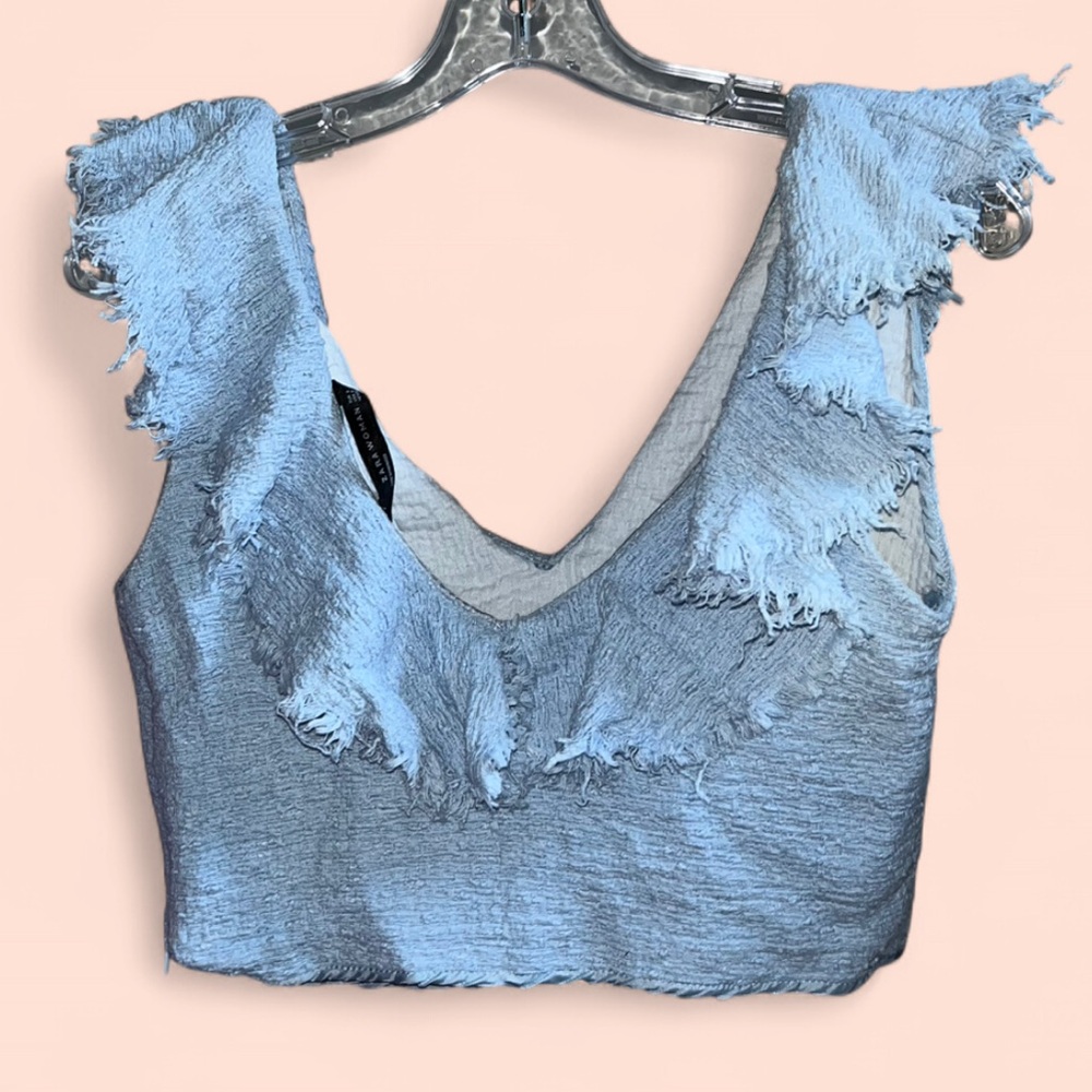 Zara Cropped Top with Ruffled Neckline - Picture 6 of 8